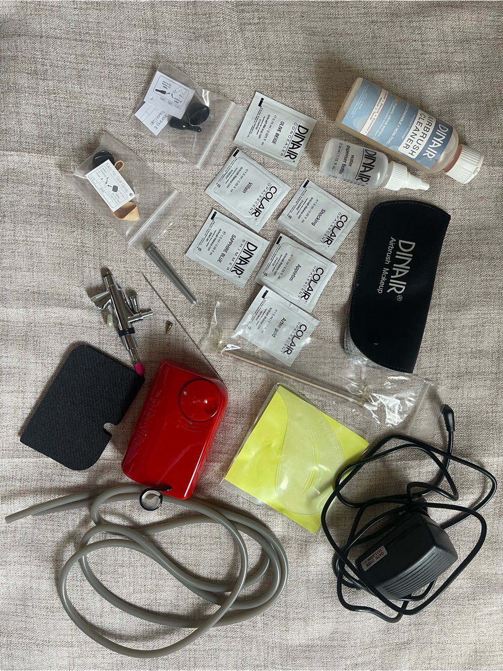 Red Portable Airbrush Compressor Kit with Accessories